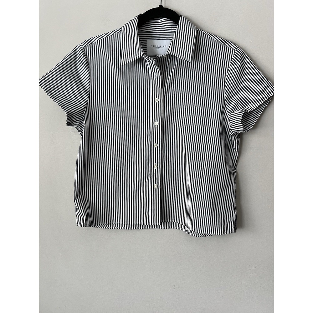 The Shirt by Rochelle Behrens The Boxy Short Sleeve Cropped Shirt Size S Black